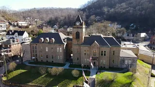 Drone video of Welch, West Virginia, February 28th, 2023