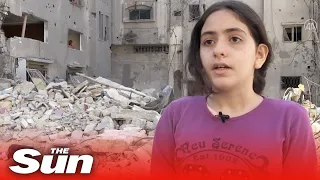 Gaza girl pleads 'stop selling weapons to occupiers' amid Israel airstrike rubble