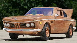 BMW 3.0 CSL 1972 Car Model Entirely Handcrafted from Wood | DIY Woodworking ASMR @AwesomeWoodcraft
