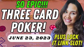 SO EPIC!!! 😱🍀 Three Card Poker in VEGAS! 💚 + Hold Onto Your Hat Lock It Link Slot! ☻ → June 23, 2023