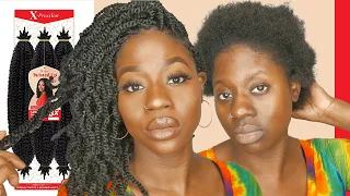 How to  twist short 4 c hair using outre twisted up springy afro twist hair @OutreHairTV