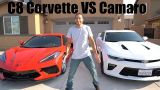 C8 Corvette VS Camaro SS Drag Race And Roll Race