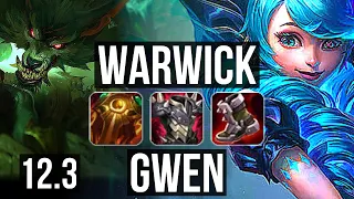 WARWICK vs GWEN (TOP) | 7 solo kills, Rank 7 Warwick, 900+ games, 1.0M mastery | EUW Master | 12.3