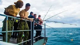 Navy Ships Catching BIG Fish For There Crew