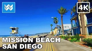 [4K] Mission Beach to Pacific Beach Boardwalk in San Diego, California USA - Virtual Walking Tour