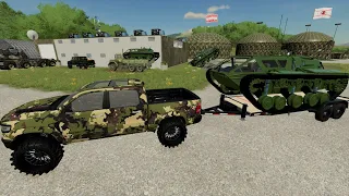 Delivering tanks to secret army base | Farming Simulator 22