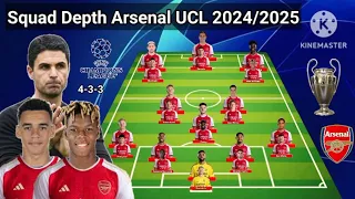 Squad Depth Arsenal UEFA Champions League 2024/2025 ~ With Musiala & Inacio