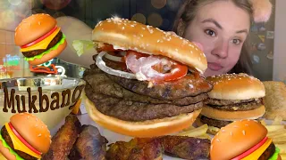 МУКБАНГ • ТРОЙНОЙ БУРГЕР 🍔 big burgers | АСМР  ASMR ( mukbang and eating sounds)