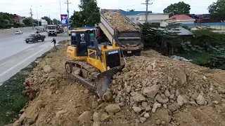 Entire Project: SHANTUI Pushing Large Soil Into Water and Draining the Lake