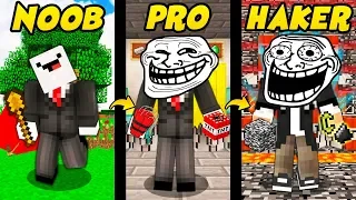 TROLL NOOB VS PRO VS HAKER W MINECRAFT!