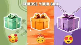 Choose your gift box 🎁 💚 Green 🧡 Orange 💟 Purple⚡ 3 gift box challenge 🎈