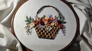 Basket And Flowers Embroidery Tutorial 😍 || Hand Embroidery For Beginners - Let's Explore