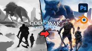 Как я превратил скетч в постер для God of War Ragnarök