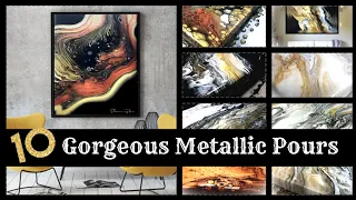 10 GORGEOUS METALLIC Acrylic Paintings / Acrylic Pouring Compilation / Fluid Abstract Art (112)