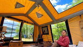 CAMPING WITH COYOTES | GLAMPING EXPERIENCE WITH INFLATABLE TENT AND PROJECTION SCREEN