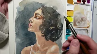 Quick Watercolor Portrait Sketch #watercolour #watercolorpainting #sketchbook Christine Karron