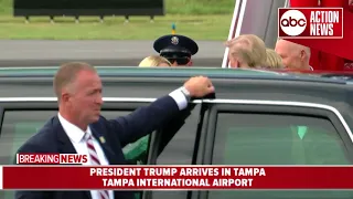 Pres. Trump arrives in Tampa ahead of rally