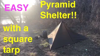 Pyramid Tarp Setup! With 10 x 10 tarp