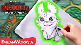 How to Draw a NightLight (Baby Dragon) | HOW TO TRAIN YOUR DRAGON - HOMECOMING