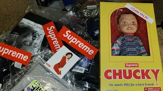 Supreme unboxing and here's CHUCKY!!!!!!!!