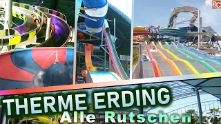 ALL Water Slides at THERME ERDING, tous le toboggans, alle Rutschen | Indoor & Outdoor GALAXY 4K POV