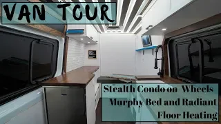 Van Tour: Murphy Bed, Radiant Floor Heat, Shower, HUGE Power System, 10 feet countertop