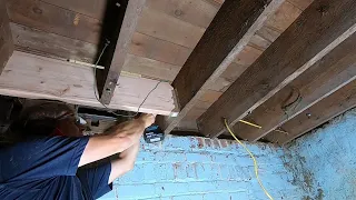 Cutting a floor joist to install a header