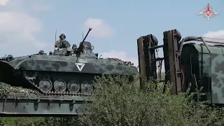 Russian Forces Deploy in Ukraine Armored Trains Protected by BMP 2 IFV Mounted on Railway Car