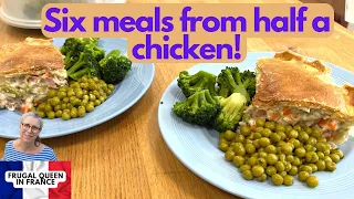 Six meals from half a chicken! #frugality #extremefrugality #savemoney #frugalfood #chicken #six