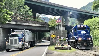 Street Running Coal Train West Virginia & Coal Train In A Tight Spot!  Best Trains Of West Virginia!