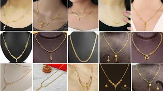 Latest simple & beautiful gold necklace designs / Cute small gold pendant collection / Gold necklace