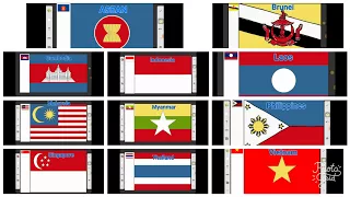 ASEAN flags painting ระบายสีธงอาเซียน เรียนรู้ ธงประเทศสมาชิก