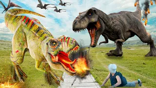 Jurassic World Park III | T-Rex & Therizinosaurus VS Giganotosaurus | DINOSAUR Movie 2024