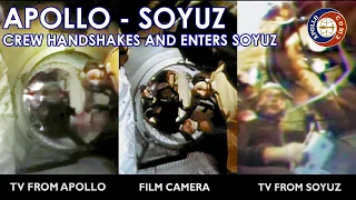 APOLLO-SOYUZ:  Crew Handshakes and Enters Soyuz - TV and Film from Apollo & Soyuz (1975/07/17)