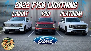 NEW 2022 FORD F150 LIGHTNING PLATINUM, LARIAT & PRO: What’s The Best Value? Side by Side Comparison