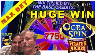 OCEAN SPIN PIRATES RICHES SLOT MACHINE MAX BET BONUS WINS At Four Winds Casino