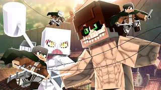 SPEEDRUNNER VS 4 CAÇADORES NA ADDON DE ATTACK ON TITAN 𝗗𝗘 MINECRAFT POCKET EDITION !!