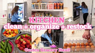 Kitchen Clean and Organize With Me!  Kitchen Deep Cleaning Tips 2024 + Grocery Haul and Restock