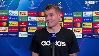 Toni Kroos reacts to Real Madrid's 3-1 win over Liverpool.