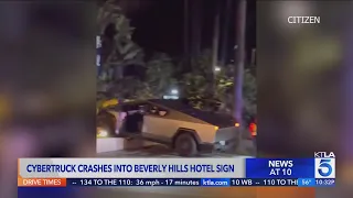 Tesla Cybertruck crashes into hotel sign in Beverly Hills