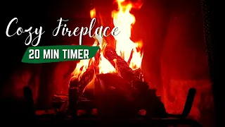 20 Minute Timer | Cozy Fireplace Ambiance w/ Crackling Fire Sounds