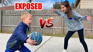 7 Year Old EXPOSES SISTER AGAIN *2v1 Basketball* 😱 | Colin Amazing