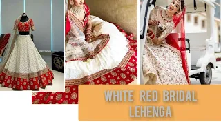 Red & white colours lehenga for bridal//red & white combination//bridal lehenga