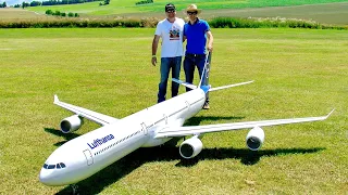 GIGANTIC !!! HUGE !!! AIRBUS A340-600 / AWESOME RC TURBINE JET MODEL AIRLINER / FLIGHT DEMONSTRATION