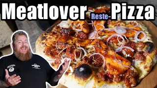 Meatlover Reste Pizza - mega lecker - Ein Muss für Fleischfans! Blitzteig-Rezept, BBQ für jedermann