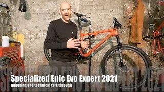 Specialized Epic Evo Expert 2021 unboxing and tech check.