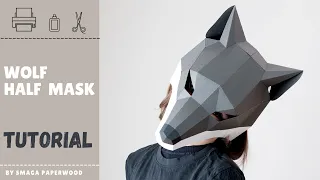 Paper Wolf mask tutorial.  How to make papercraft DIY animal mask.