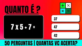 ➥ Quiz de Matemática Básica Com Operações #4 | Quiz Virtual [SE ACERTAR TODAS VC É UM GÊNIO?]