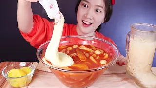 응급실떡볶이 사망맛 치즈추가! 당연히 국물도 같이 먹어야죠:)Spicy tteokbokki Mukbang