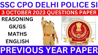 SSC CPO PREVIOUS YEAR PAPER-1| DELHI POLICE SI PAPER 2023| SSC CAPF PREVIOUS YEAR PAPER-02